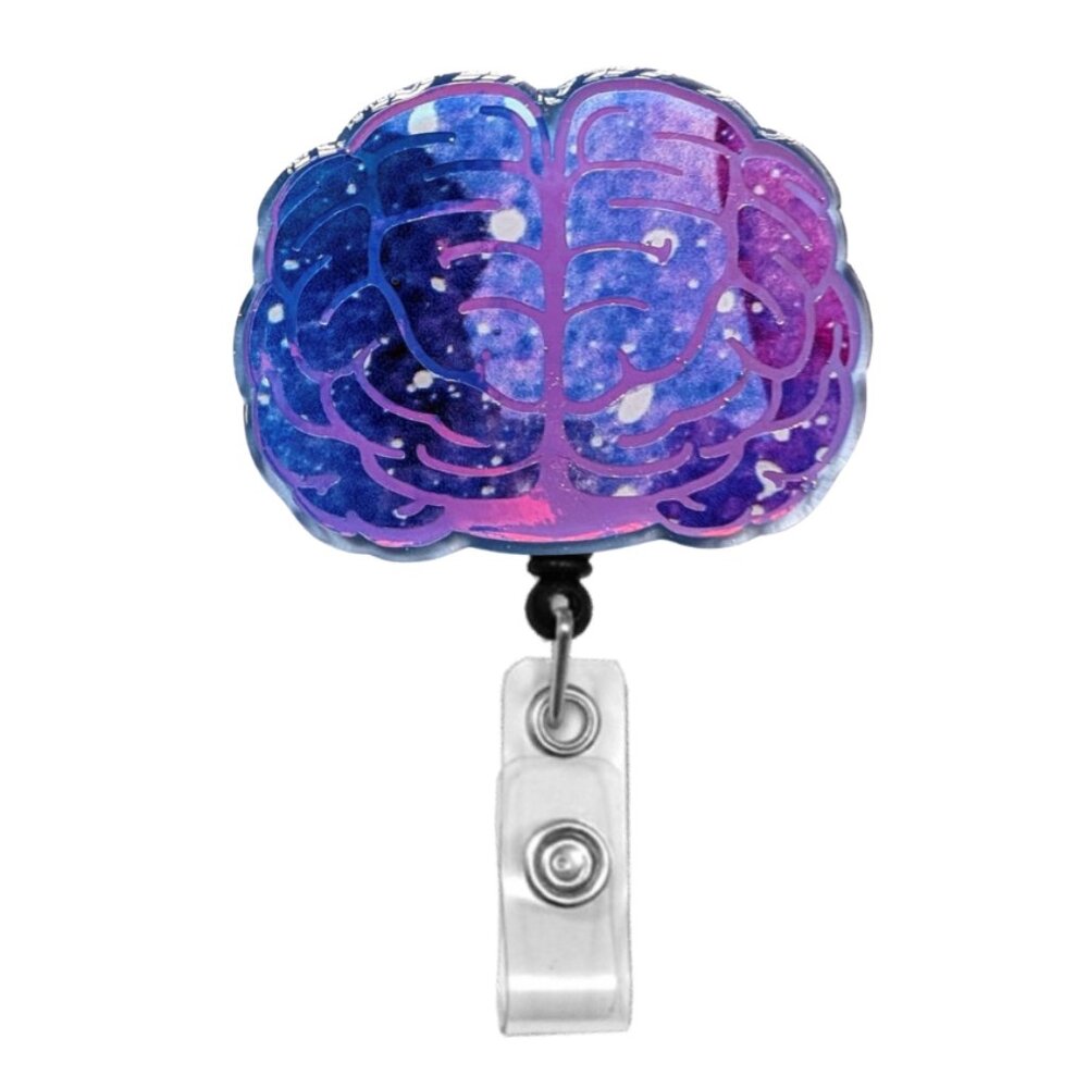Blue Galaxy Brain Badge Reel | Handmade ID Holder | Nurse Teacher Gift NWT